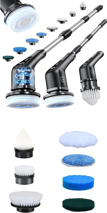 Leebein ANS-8050 Electric Spin Scrubber + Extra 7PCS Replacement Brush Heads