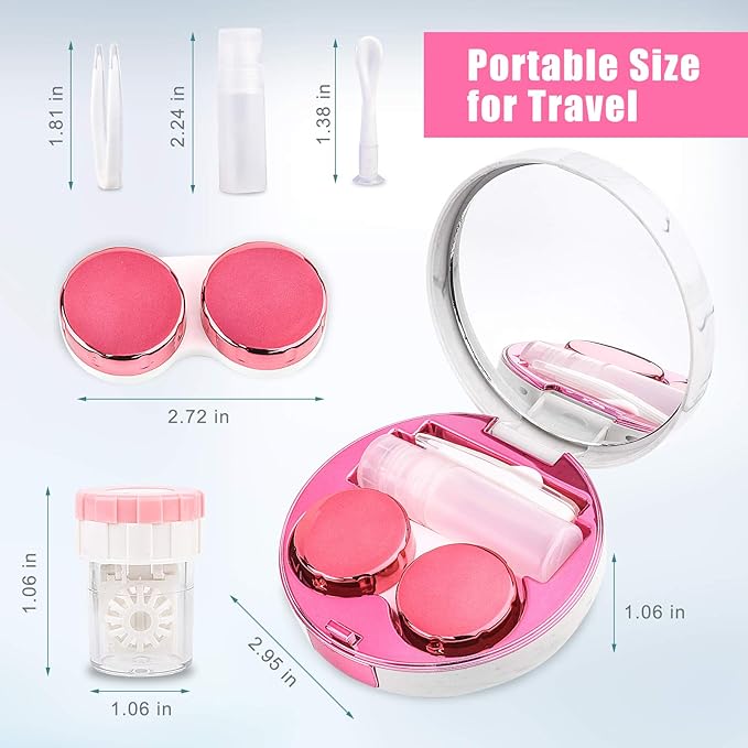 Lasiyanor Contact Lens Travel Kit with Cleaner Washer, Portable Contact Box with Mirror Tweezers Remover Tool Solution Bottle for Daily Outdoor