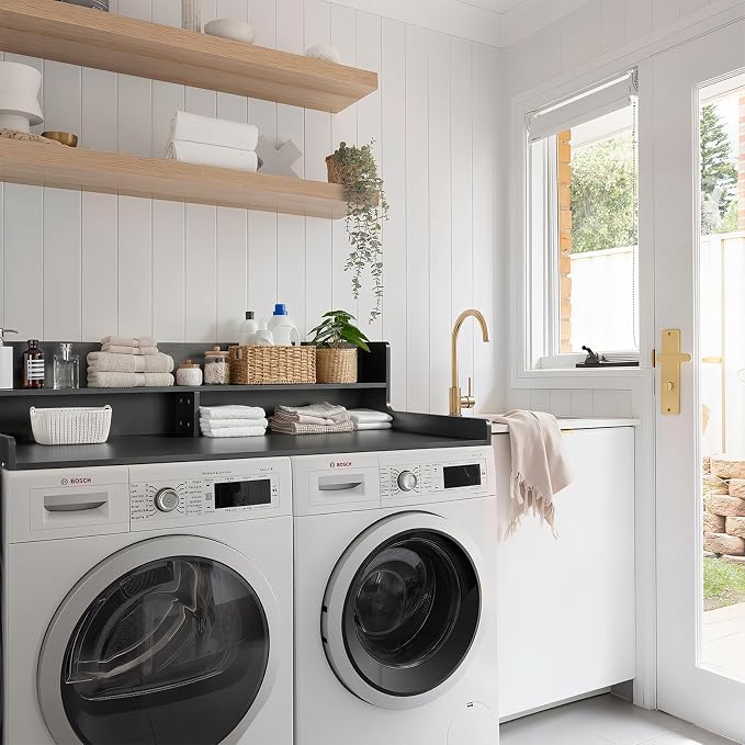 2-Tier Washer Dryer Countertop, 54" W x 27.5" D Laundry Countertop Cover with Non-Slip Pad,Large Space Laundry Topper for Laundry Room Organization (Black)