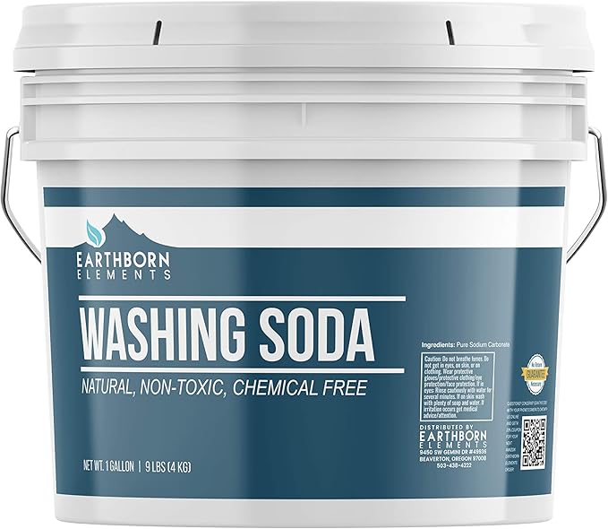 Earthborn Elements Borax Powder, Washing Soda, Soap Flakes (1 Gallon ea.) Multipurpose for cleaning & laundry, Resealable Bucket