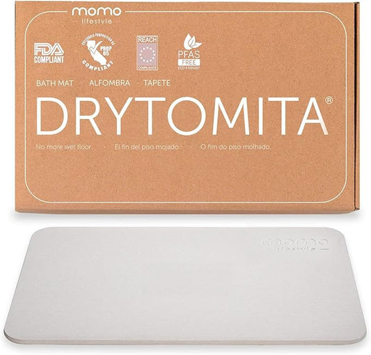 Momo Lifestyle Stone Bath Mat Drytomita – Quick Drying Diatomaceous Earth, Ultra Absorbent (23.6 X 15.4 Inches) Linen Grey
