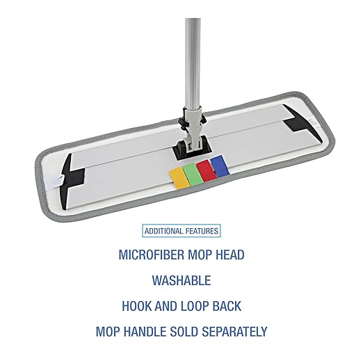 Boardwalk Microfiber Mop Head, Blue, 18 x 5, Split Microfiber, Hook and Loop Back, Dozen