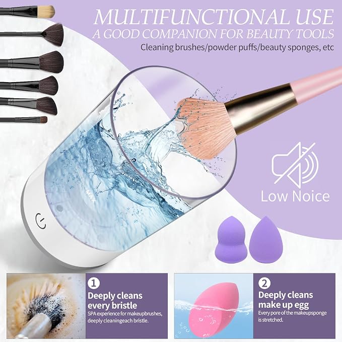 Electric Makeup Brush Cleaner – Brush Cleaning Machine, 30 Second Fast Deep Clean, USB Powered One-Button Operation, Low Noise Portable Makeup Brush Washer for Home Travel Beauty Salon