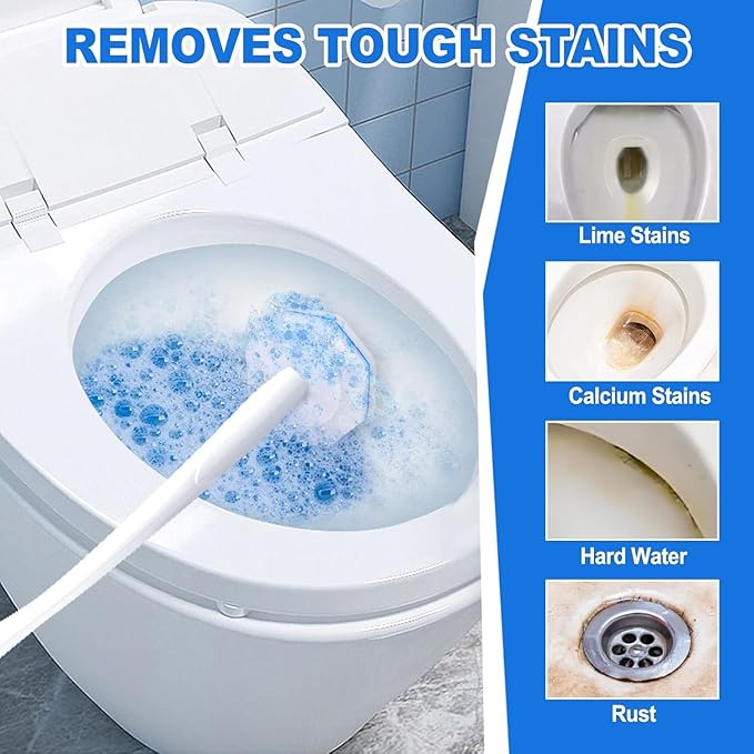 60 Count Toilet Wand Refills for Clorox,4X Cleaning Power Toilet Bowl Cleaner Refill Pads,Disposable Toilet Brush Scrubber Refills for Bathroom Cleaning,No Falling Apart