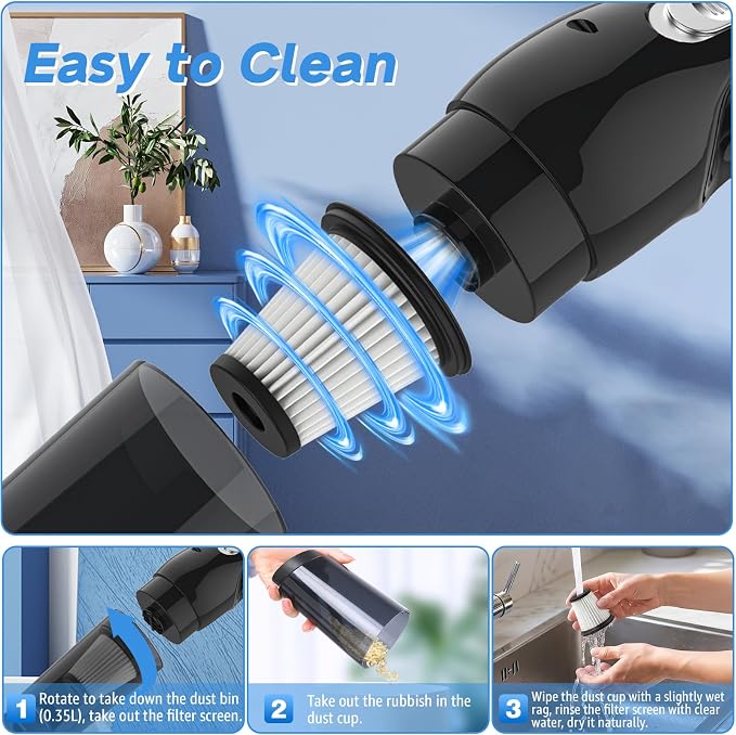 Cordless Mini Vacuum Cleaner Handheld - Portable Hand Held Vacuum Cleaner, Lightweight & Strong Suction, Easily Clean Dust Hair in Car
