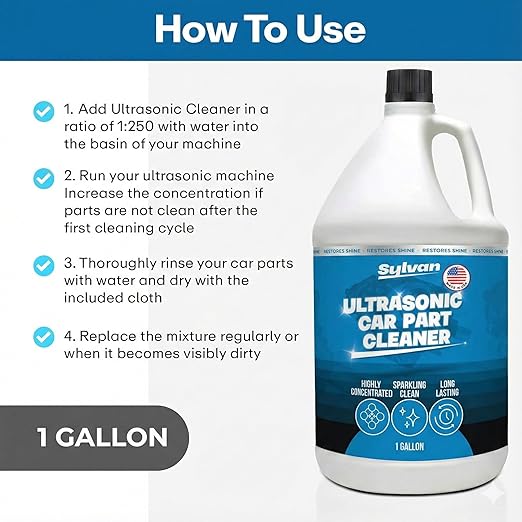 Ultrasonic Carburetor & Parts Cleaner Solution Concentrate | Makes 200 Gal. | Made in The USA | for All Ultrasonic and Immersion Machines | Cleaning Liquid | Engine Parts, Carbs, Car Parts