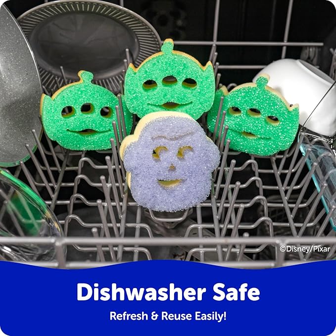 Scrub Daddy Scrub Mommy Toy Story Rocket Ship FlexTexture + ResoFoam Cleaning Sponges - Non-Scratch Sponges for Everyday Cleaning - Kitchen, Bathroom & Outdoor - Kitchen Sponges for Dishes (4 Count)