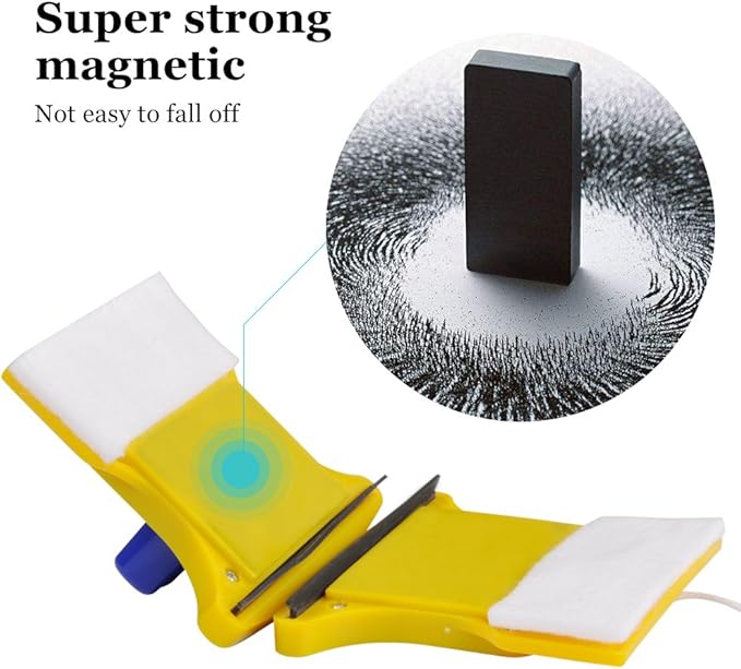 Magnetic Double-Sided Window Cleaner, Magnetic Glass Cleaner with 2 Cleaning Cotton, Outside Window Cleaner Tool for Glass Thickness 0.1-0.3"