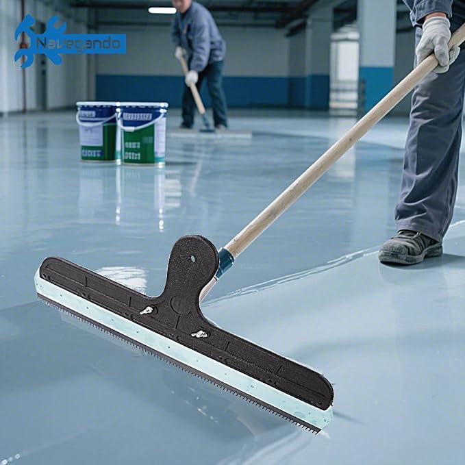 56cm Epoxy Floor Squeegee,Notched Squeegee for Epoxy & Self-Leveling Concrete Rake,5mm Bilateral Notched Blade, Wide Plastic Spreader for Garage, Industrial, and DIY Floor Coating