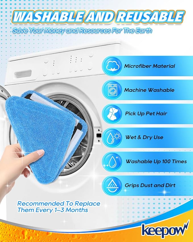 KEEPOW 4+10 Pack Reusable Steamer Mop Pads, Compatible with Wagner 905e, 915e and 925e Steamers(Mop is Not Included)
