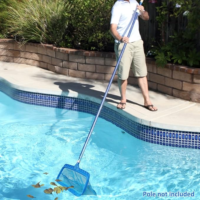 Poolvio Pool Skimmer Net, Pool Rake & Pool Round Brush (Blue)