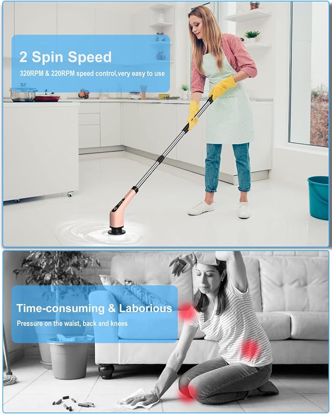 Leebein ANS-8050 Electric Spin Scrubber + Extra 7PCS Replacement Brush Heads