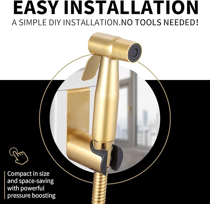 Handheld Bidet Sprayer for Toilet, Brass Jet Spray for Feminine & Baby Wash | Brass bidet sprayer, pressurized jet spray for feminine wash, baby care & toilet cleaning, easy install with all accessories