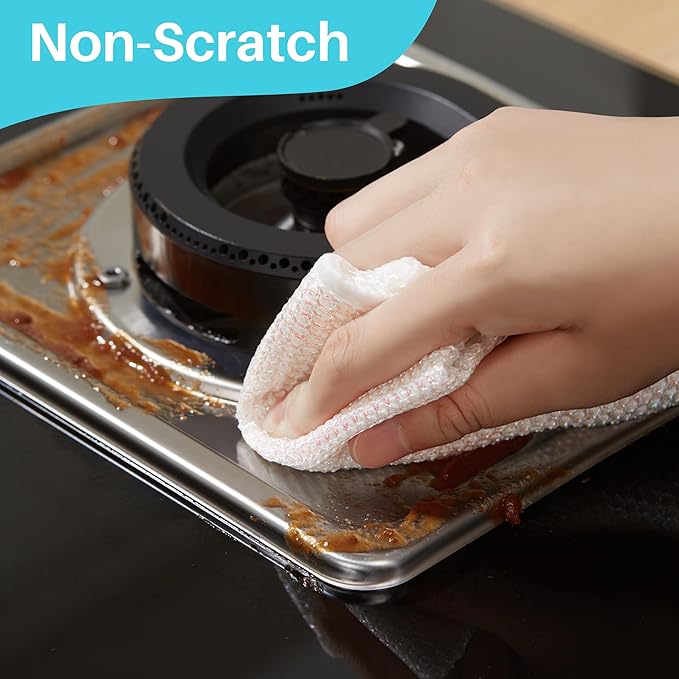 JOYMOOP 8 Pack Non Scratch Wire Dishcloths for Kitchen, 2 Sided Dish Towels, Reusable Cleaning Rags, Dish Cloths for Washing Dishes and Dish Rags for Washing Dishes, Quick Dry, 10" x 10"