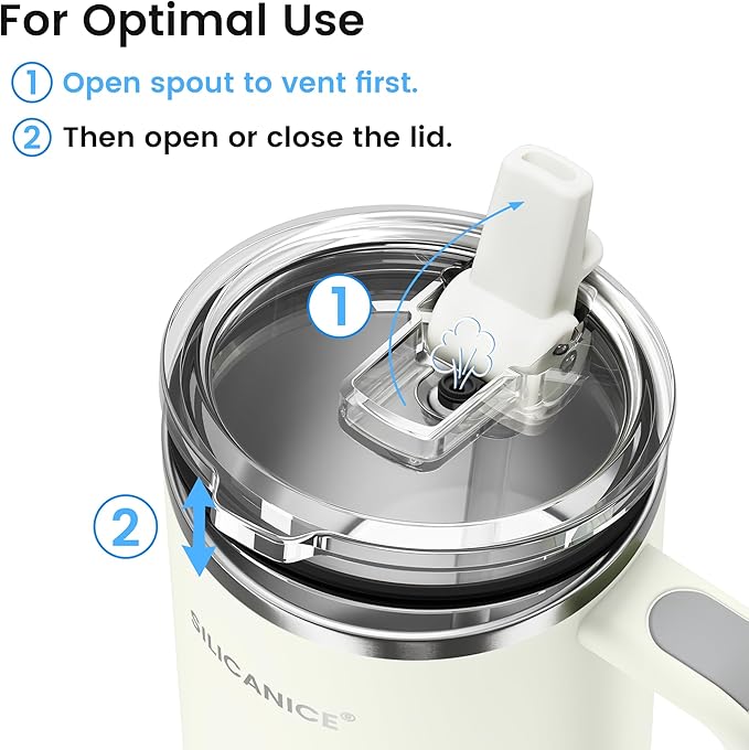 For Travel & Gym – Never Drink from a Moldy Lid Again: 40oz Hygienic Tumbler, 100% Leakproof Lid & Removable Foldable Spout. Reinforced Base, Fits Cup Holders - Cream
