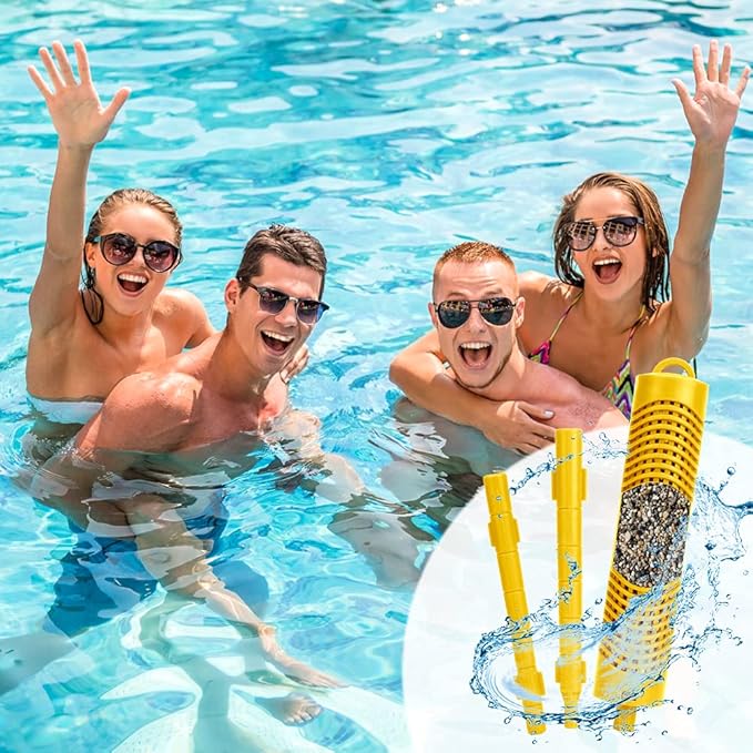 Spa Mineral Stick 4 Pack Hot Tub Filter with 4 Months Lifetime Cartridge Universal for Spas Filters Swimming Pool Fish Pond (Yellow)