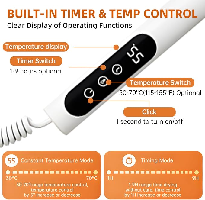 Electric Towel Warmer,5-Bar Rotating Heated Towel Rack,2-3 Minutes to 55°C/131°F,Wall Mounted Towel Warmer with Timer and Multi-Stage Temperature Regulation,Plug-in/Hard-Wired,White
