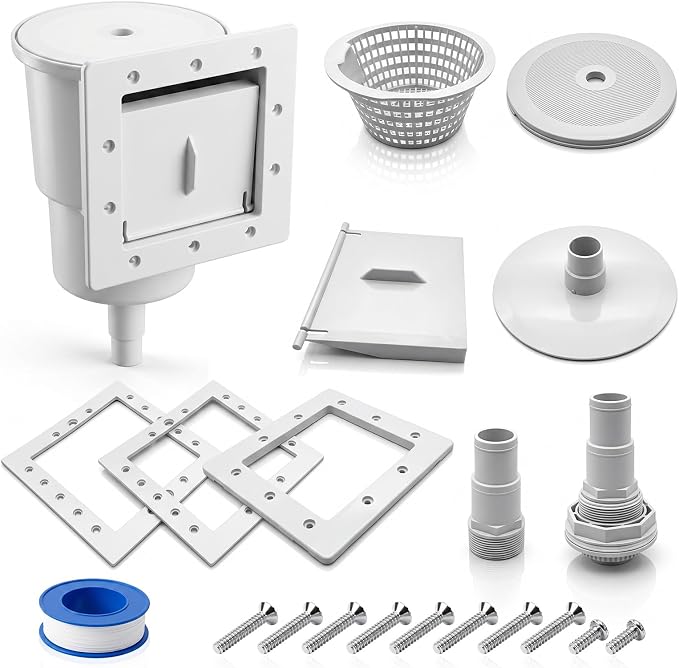 Pool Skimmer for Above Ground Pool, Through Wall Above Ground Pool Skimmer Set, Replacement Above-Ground Pool Skimmer (Compatible with SP1091LX) Suitable for Leaves, Hair, Insects and Debris