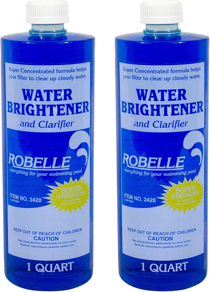 Robelle 1-Quart 2-Pack Premium Water Brightener and Clarifier, Pool Clarifier, Made in USA