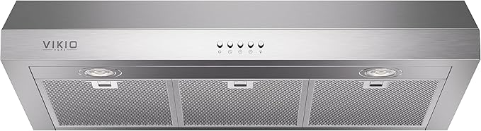 VIKIO HOME Under Cabinet Range Hood 30 Inch, 1200 CFM Dual-Motor Kitchen Vent with LED Lights, Button Control, Ducted Vent Hood, Reusable 5-Layer Aluminum Filters, Stainless Steel