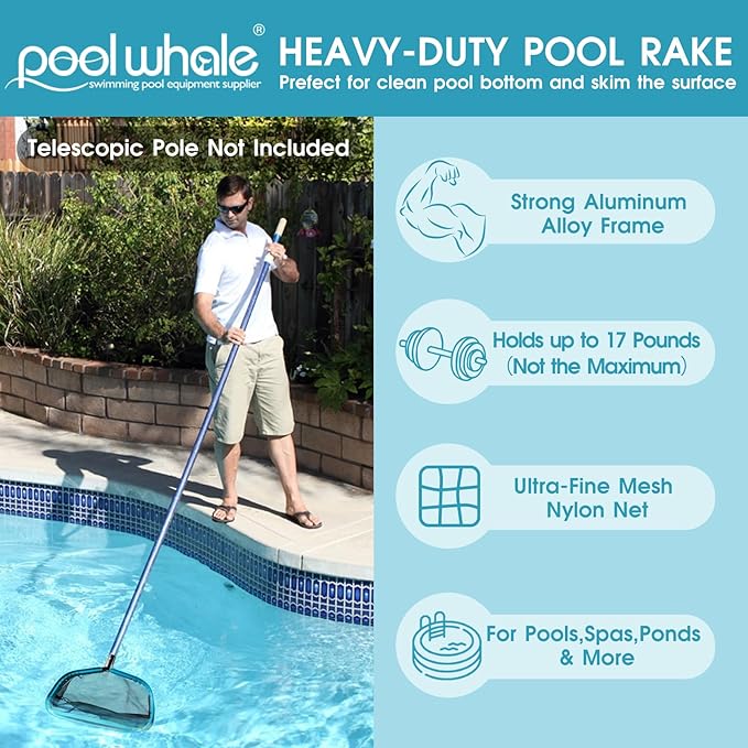 POOLWHALE 17.5" Pool Net with 20" Pool Brush