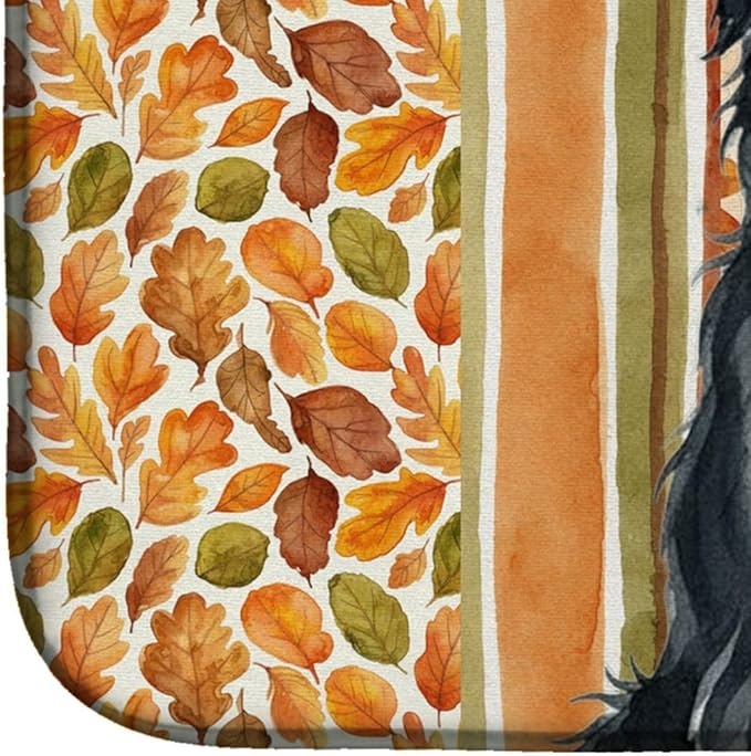 Caroline's Treasures Black Briard Heirloom Fall Dish Drying Mat Absorbent Dish Drying Mat Pad for Kitchen Counter Dish Drainer Mat for Countertop, 14 x 21", Multicolor