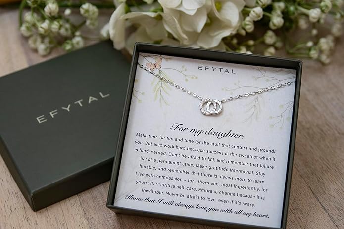 EFYTAL Mother Daughter Necklace, 925 Sterling Silver Mom Daughter Gifts, Mom Necklace for Women, Mother of the Bride Gifts