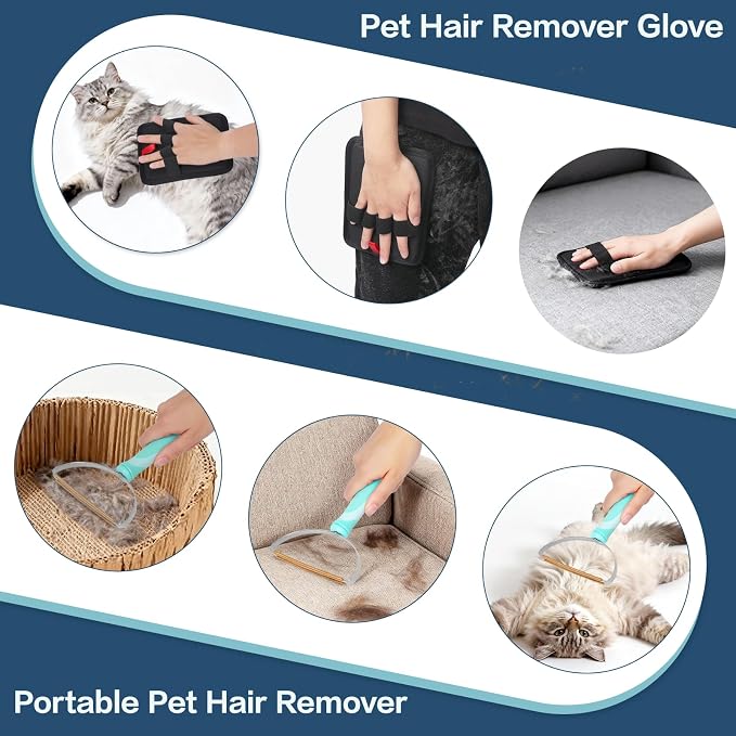 3 in 1 Carpet Rake for Pet Hair Removal, Reusable Pet Hair Remover Broom with 54" Adjustable Long Handle, Dog Cat Carpet Scraper Brush Tool Kit for Cleaning, Dog Fur Broom for Rugs, Mats, Couch