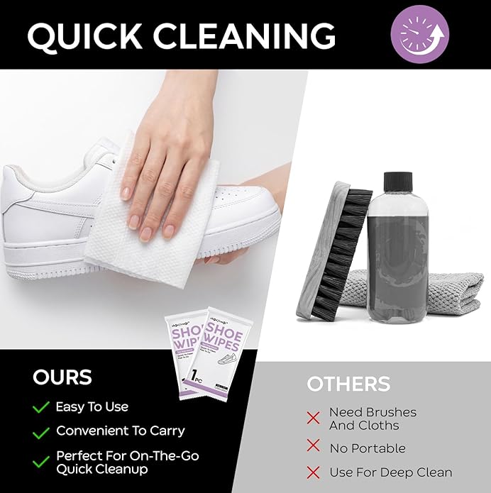 Sneaker Cleaner Wipes, White Shoe Quick Cleaning Wipes, Sneaker Eraser Wipes, Portable Travel Size, Car Necessaries
