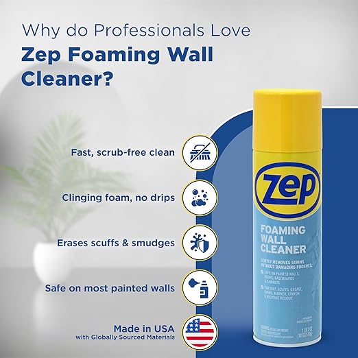 Zep Heavy-Duty Oven and Grill Cleaner 19 oz (1 Unit) and Foaming Wall Cleaner 18 oz (1 Unit) ECBD001 – Professional Grade Foaming Spray Cleaners Designed to Tackle Grease, Scuffs, and Kitchen Messes