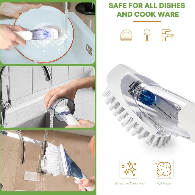 Dish Brush with Soap Dispenser + Brush Refills
