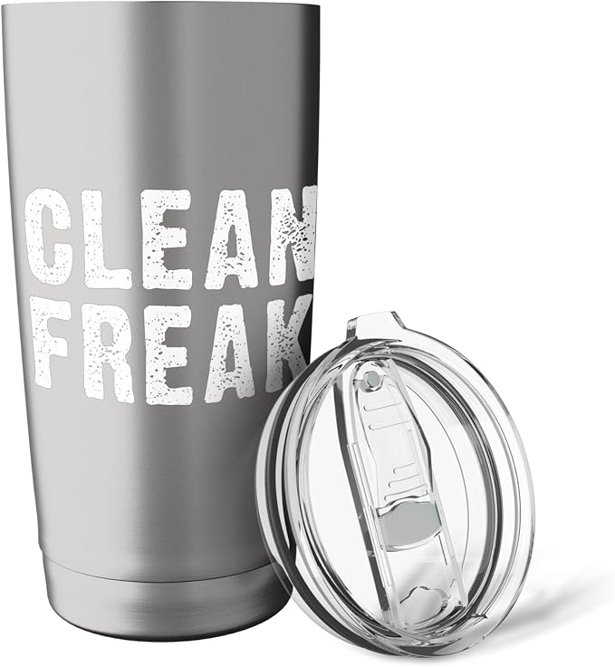 Clean Freak Cleaning Janitor Custodian Stainless Steel Insulated Tumbler