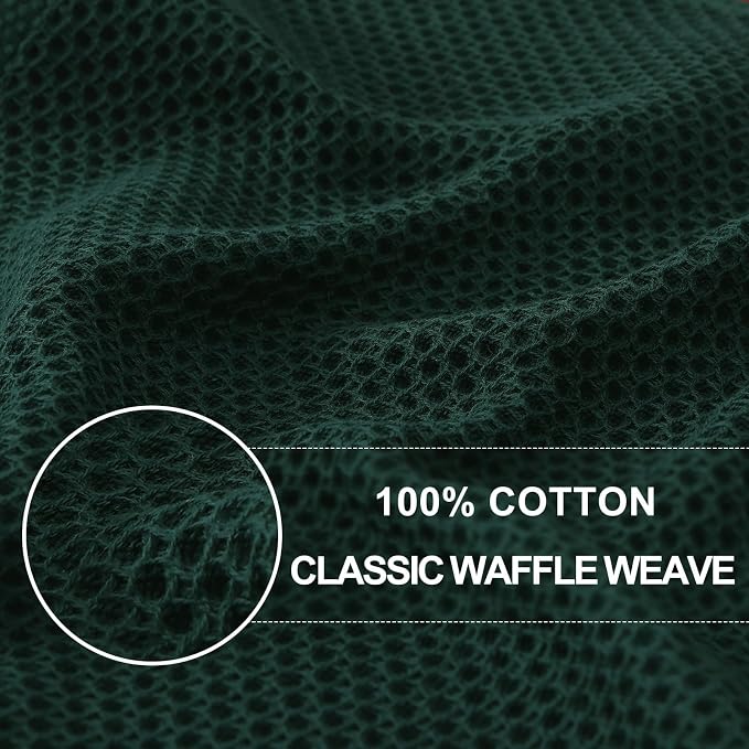 Homaxy 100% Cotton Waffle Weave Kitchen Dish Towels, Ultra Soft Absorbent Quick Drying Cleaning Towel, 13 x 28 Inches, 18-Pack, Blackish Green