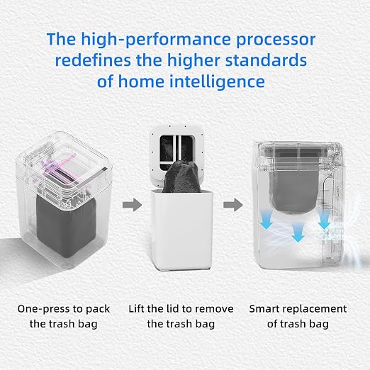 4.5 Gallon Smart Self-Sealing & Self-Changing Trash Can, 17L Automatic Motion Sensor Garbage Bin with Lid, Touchless Electric Wastebasket for Bathroom, Bedroom, and Office - White