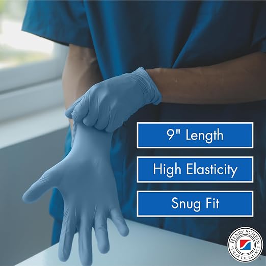 Henry Schein Criterion N300 Nitrile Exam Gloves – X-Large, Ice Blue, 250/Box – Chemo Tested, Latex-Free, Chlorinated, Textured Fingers, 2.76 Mil Finger Thickness, Beaded Cuff, Non-Sterile, Disposable