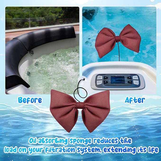 Hot Tub Scum Absorber for Spa Hot Tub,Hot Tub Sponge Scum Absorber.Hot Tub Oil Scum Absorber,Spa Sponges for Hot Tub Cleaner Reusable.Hot Tub Skimmer,Hot Tub Accessories for Adults,Bow 1 Pack
