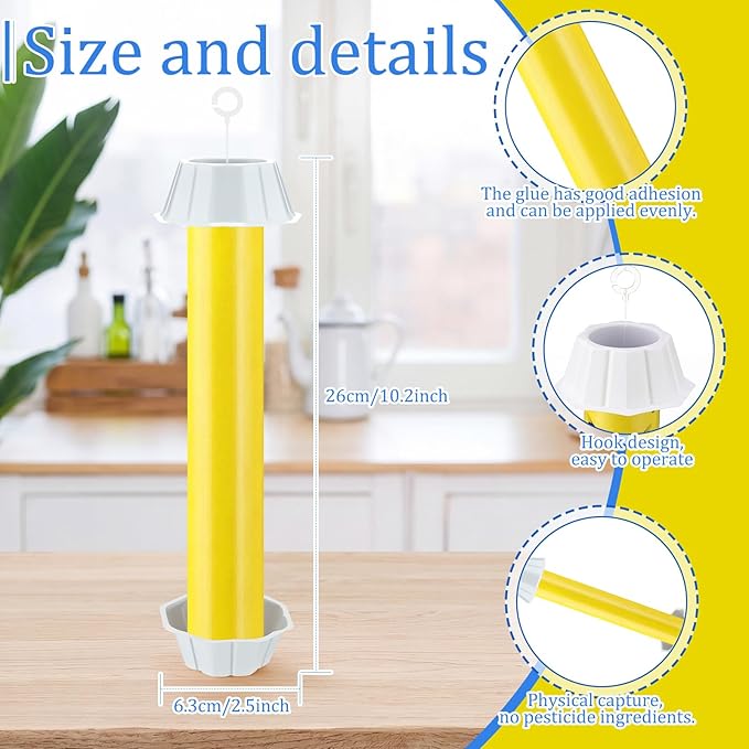 Qualirey 8 Pcs Fly Traps for Indoor Outdoor Hanging Fruit Fly Stick Trap Sticky Mosquito for Home Insect 10 x 2.5 Inches (Bright,Yellow)