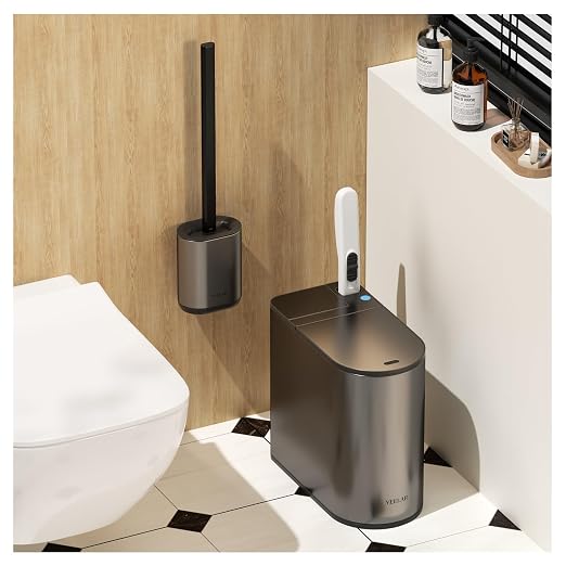 Bathroom Trash Can and Toilet Brush Set