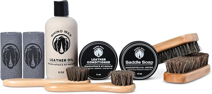 Rhino Wax - Complete Saddle Soap and Horse Tack Kit -Includes: SaddleSoap - Leather Conditioner - Oil - Brushes - Cloths. Equestrian Supplies (Boots, Bridles, Saddles, Horse Stuff) - Made in the USA