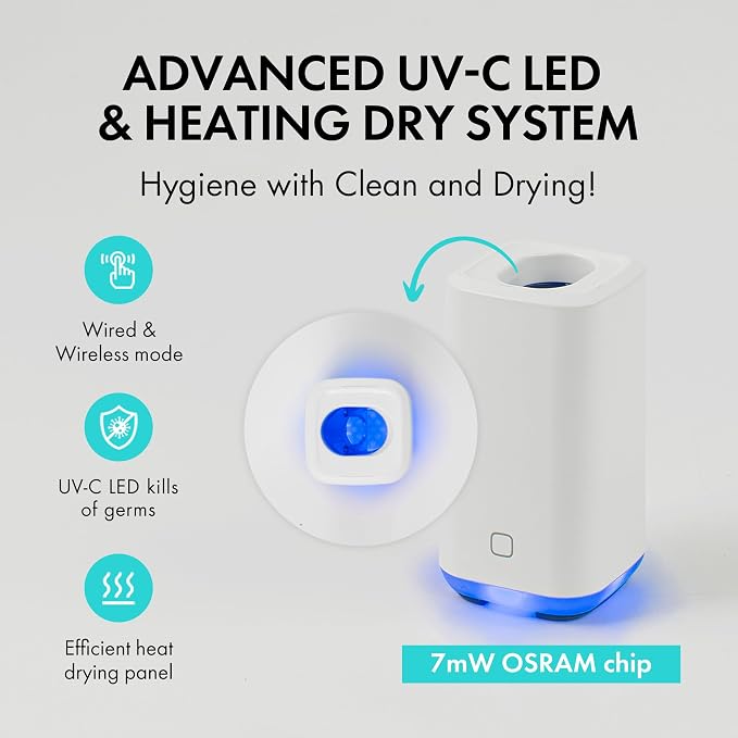 Link UV-C + Heat Drying Toothbrush Holder L-S201/Toothbrush Cover/Toothbrush Travel Containers/USB Charging Way/Auto Care System (White)