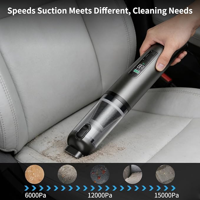 JFX Car Portable Cordless Handheld Vacuum Cleaner with 17000pa Suction Power, 4-in-1 Mini Cordless Vacuum with 3 Suction Mode, Type-C Charge, Handheld Vacuum for Small Jobs, Car, Office Desk, Keyboard