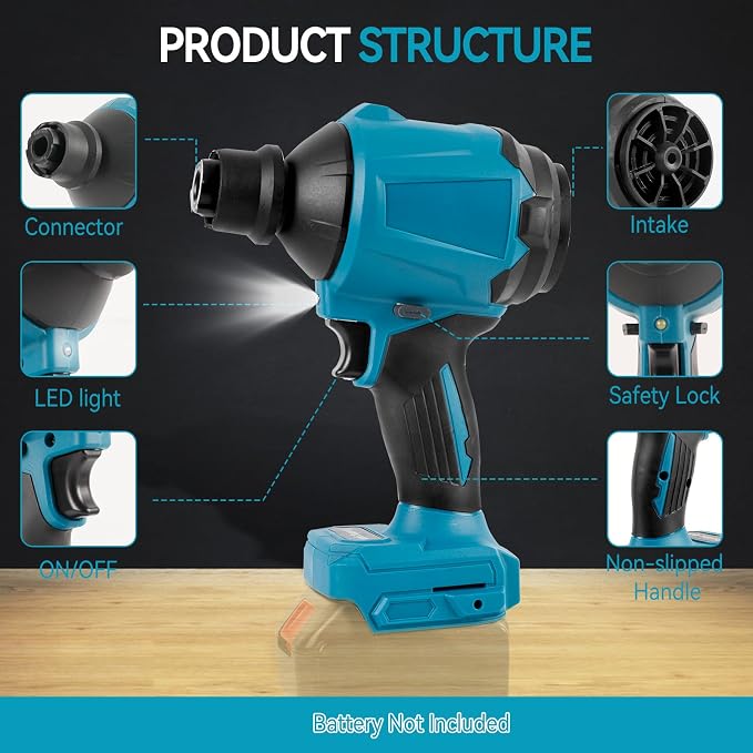 Cordless Dust Blower for Makita 18V Battery(Tool Only), Air Duster Compressed Air Mattress Pump,447MPH 40000RPM for Car,Garages,Sawmill Room,Workshop Cleaning (for Makita 18V Battery)