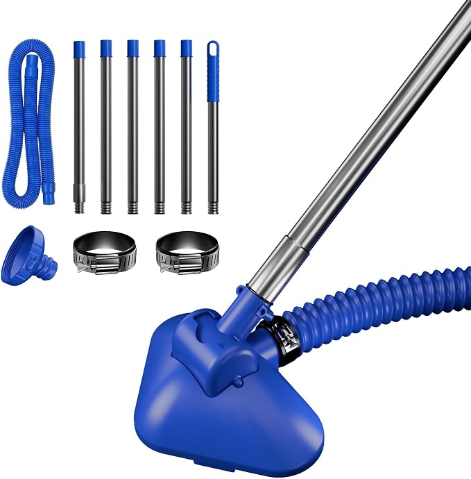 Magoog Pool Vacuum Cleaner for Smaller Pools, “Non-Electric” Power by Filter Pump, 13FT Extendable Pipe, 8FT Telescopic Pole, Vacuum Cleaner for Compact Above-Ground Pool