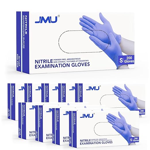 JMU Nitrile Exam Gloves Small, 2000 Count Bulk Case, 3.5 Mil, Latex Free, Powder Free, Disposable Gloves for Medical, Food Prep, Cleaning