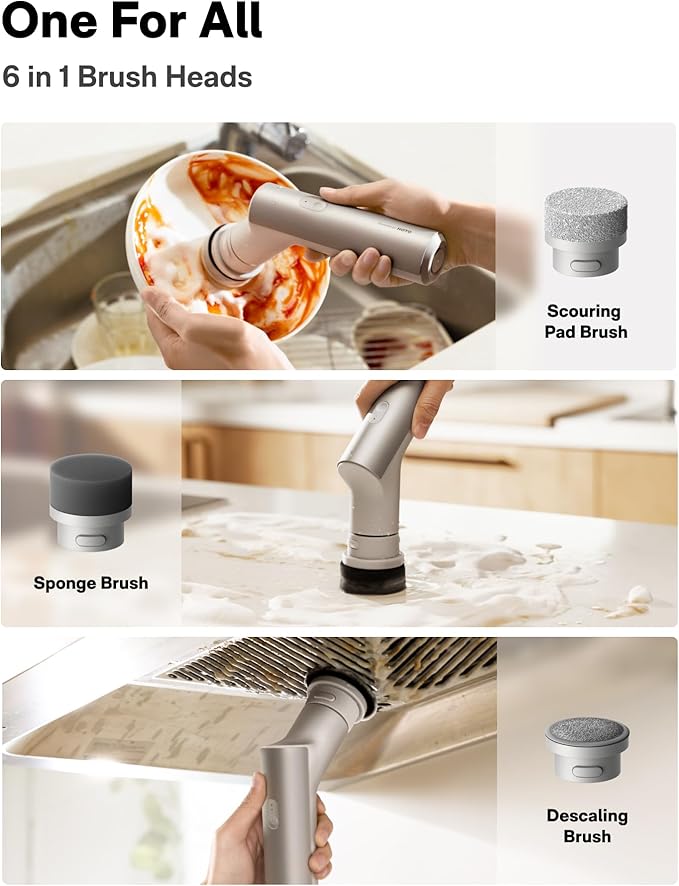 HOTO AutoCare Air Duster & Vacuum with Handheld Kitchen Spin Scrubber