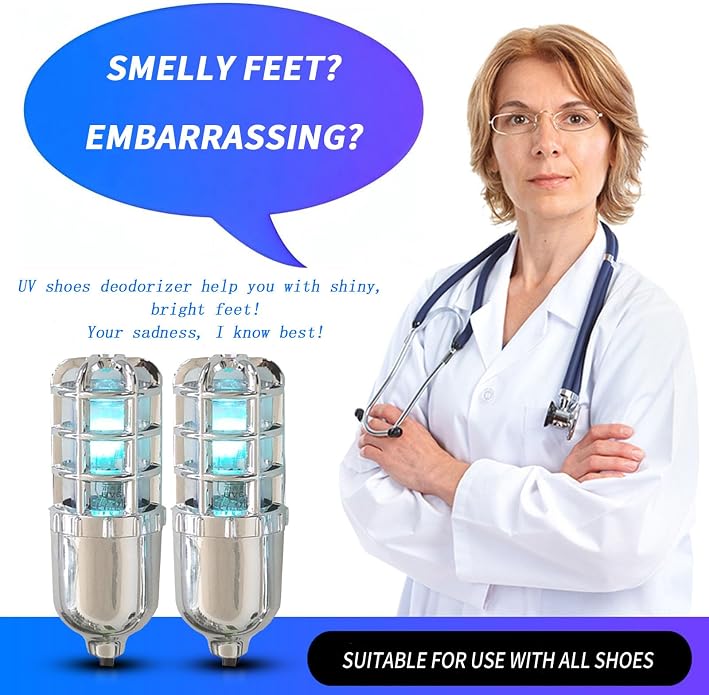 Ultraviolet Shoe Deodorizer,UV Light Sneaker Cleaner,Smart Timing UV Footwear Odor Elimination,360°Ultraviolet Bulb Design, Applicable to All Shoes and Boots 6W （Silver）