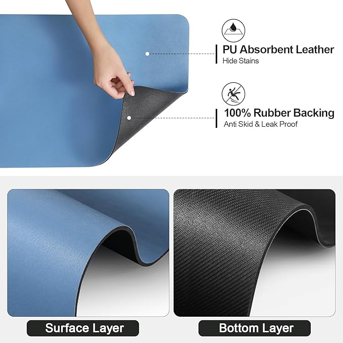Ecotrim - Dish Drying Mat for Kitchen Counter | Coffee Bar Mat for Countertops | Heat Resistant Drainer Mat with Non-slip Rubber Backed | Hide Stain Kitchen Absorbent Draining Mat | Blue 18"x24"