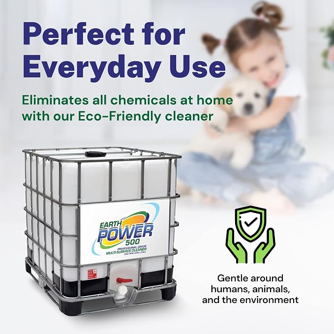 Earth Power Hypochlorous Acid 500 PPM Multipurpose Cleaner – Natural & Non-Toxic – Tile, Refrigerator, Shower, Countertop & Floor Cleaner – Family, Food & Pet Safe Cleaning Supplies – 500 Gallon