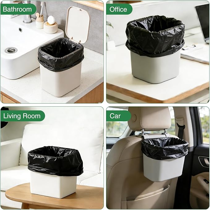 200 Counts 1.2 Gallon Trash Bag Drawstring Small Trash Bags, Thick Pre-separated Garbage Bags, Trash Bin Liners, Suitable for bathroom, kitchen, bedroom, office (Black)