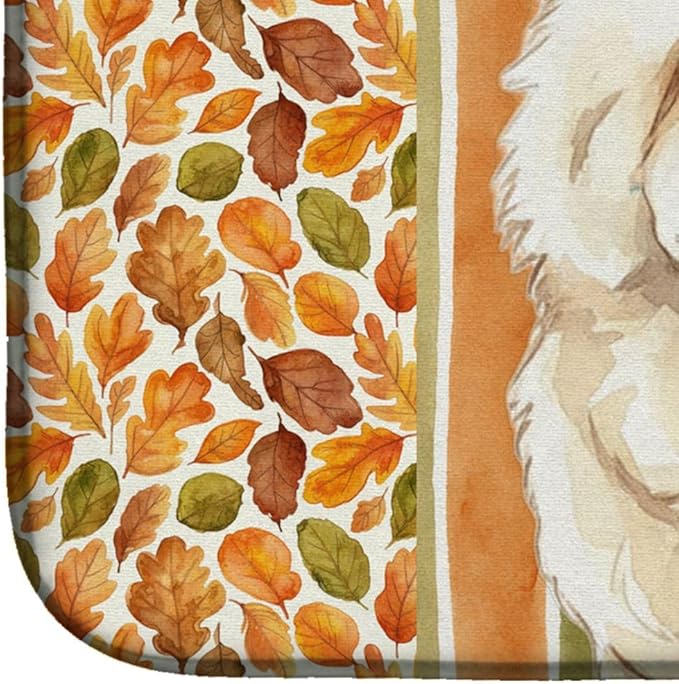 Caroline's Treasures Cream Chow Chow Heirloom Fall Dish Drying Mat Absorbent Dish Drying Mat Pad for Kitchen Counter Dish Drainer Mat for Countertop, 14 x 21", Multicolor